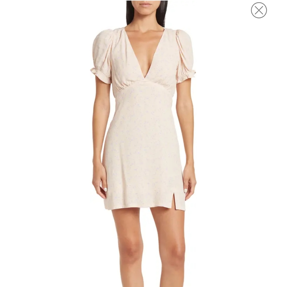 NWT Nordstrom Apricot Floral Deep V Neck Back Cutout Mini Dress Spring